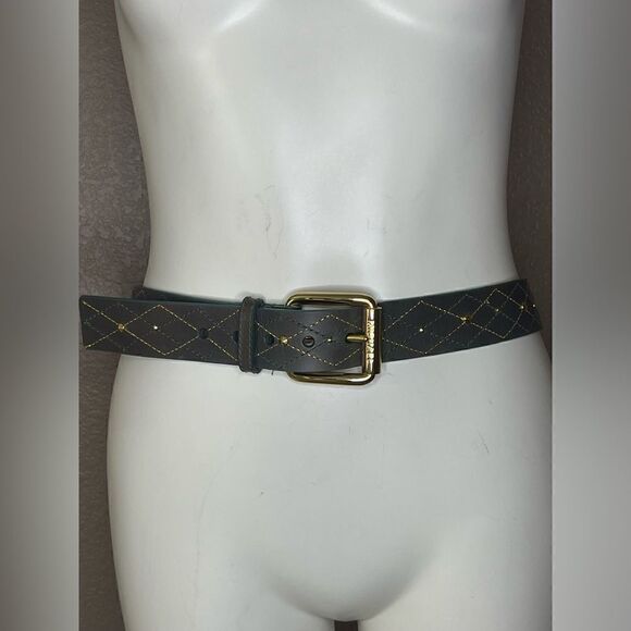MICHAEL KORS leather with gold accents brown and green belt - Picture 1 of 7